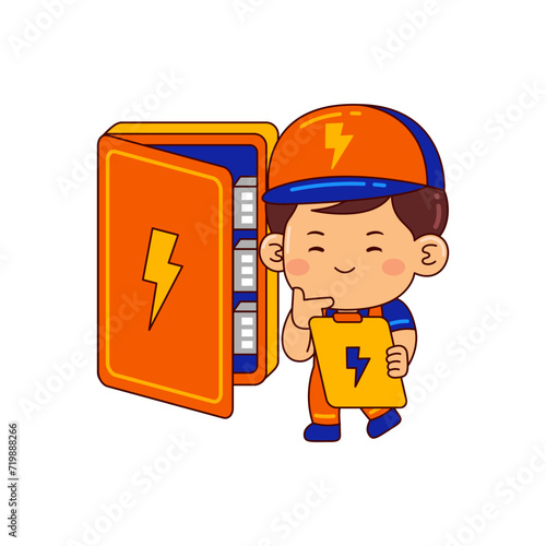 cute electrician boy cartoon character
