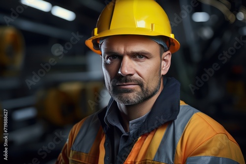 Portrait of Industry maintenance engineer wearing uniform and safety hard hat 