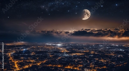 moon in the night with stars and cloud  moon view at the night  beautiful moon with stars