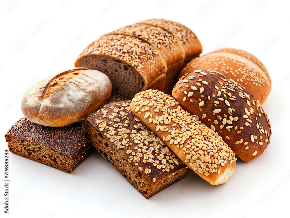 loaf of bread with sesame on white