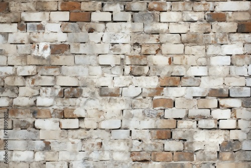 Old white brick wall texture background for interior or exterior design and decoration
