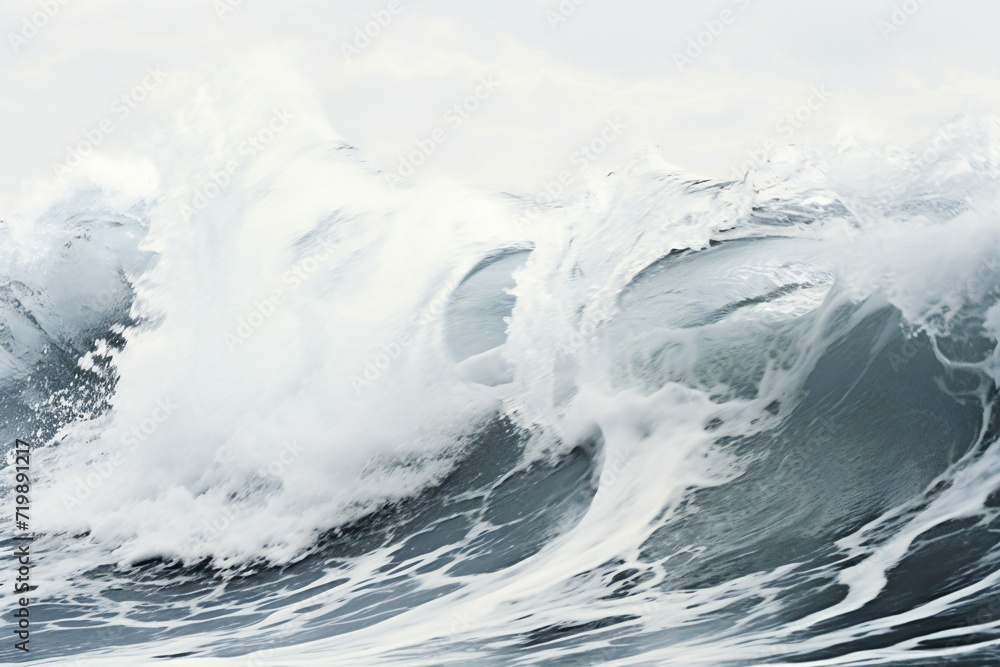Big ocean wave breaking on the shore, close-up,  Background