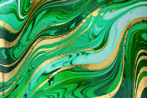 Marbrures liquides Vertes et dorées