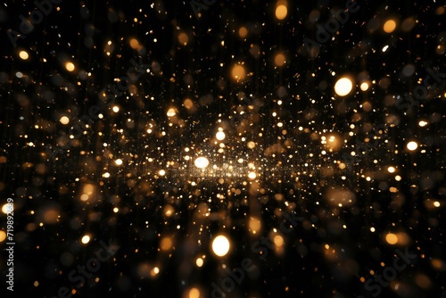 Abstract gold bokeh on black background