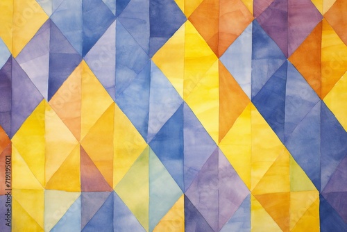Abstract background with geometric pattern in blue, yellow, orange and purple colors