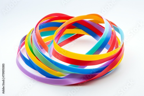 Colorful rubber bands isolated on white background,