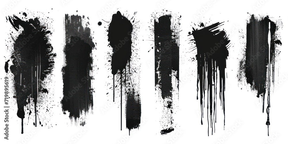 Collection of black paint. Spray Paint Elements, Vector brush stroke, Black splashes set, Black grunge with frame, Dirty artistic design elements, ink brush strokes, boxes, lines, frames for text. - obrazy, fototapety, plakaty 