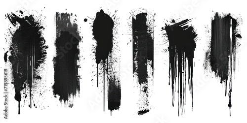 Collection of black paint. Spray Paint Elements, Vector brush stroke, Black splashes set, Black grunge with frame, Dirty artistic design elements, ink brush strokes, boxes, lines, frames for text. photo