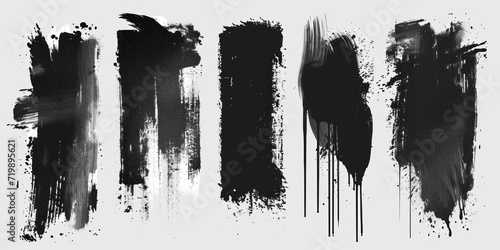 Collection of black paint. Spray Paint Elements, Vector brush stroke, Black splashes set, Black grunge with frame, Dirty artistic design elements, ink brush strokes, boxes, lines, frames for text. photo