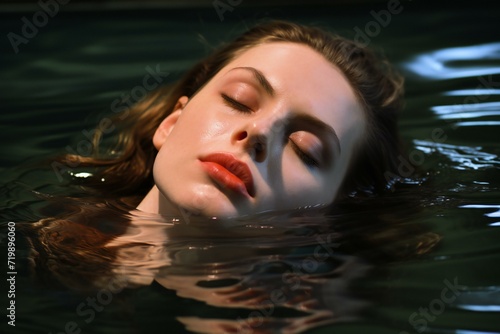 Portrait of a beautiful young woman in the water, Studio shot