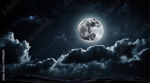 moon in the night with stars and cloud, moon view at the night, beautiful moon with stars