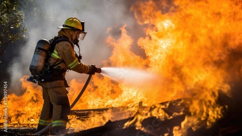 firefighter extinguishing fire