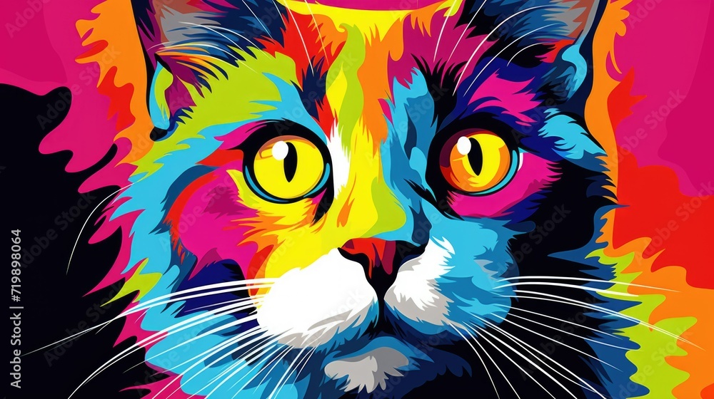 Cat drawing in pop art style