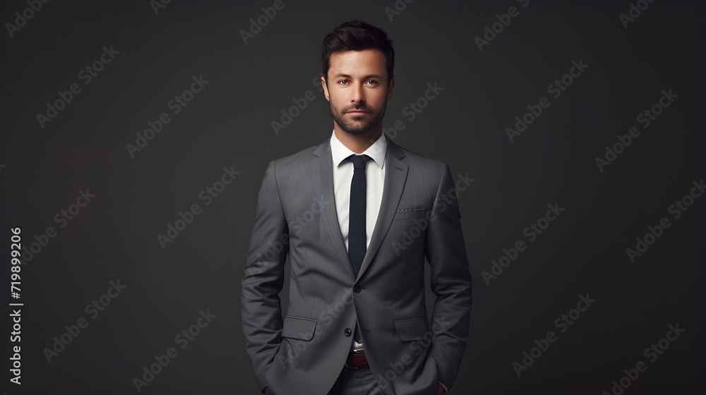 A person in a stylish suit, confidently posing in casual elegance A person in a stylish suit, confidently posing in casual elegance