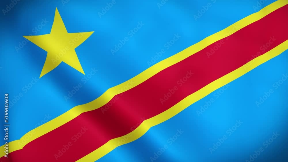 Democratic Republic of Congo waving flag 4K animation video. Congo (Kinshasa) waving flag seamless looping animation Democratic Republic of Congo waving flag 4K animation video. Congo (Kinshasa) waving flag seamless looping animation
