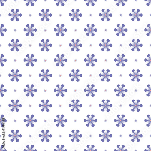 Seamless pattern with purple haze flowers on a white background