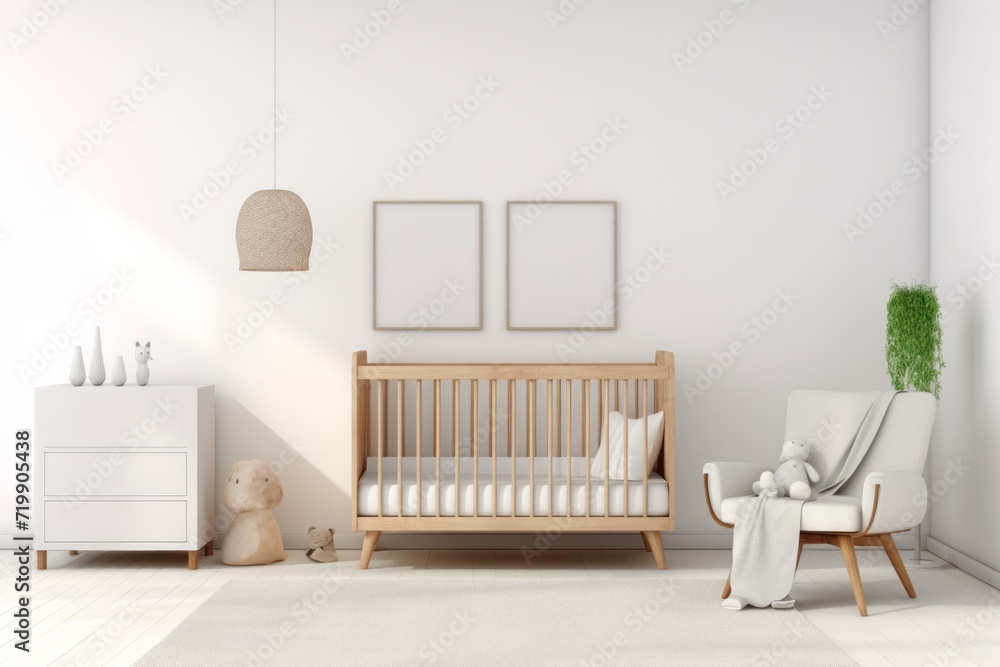 Simple Nursery Room, Featured on a Clean White Background, Generative AI Simple Nursery Room, Featured on a Clean White Background, Generative AI