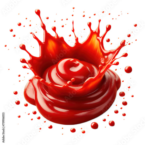 ketchup splash tomato juice isolated for background - ai generated