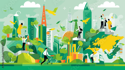 World wide business concept image. Vector illustration.