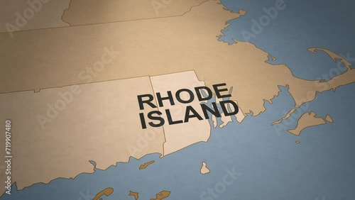 Old Paper Map of Rhode Island