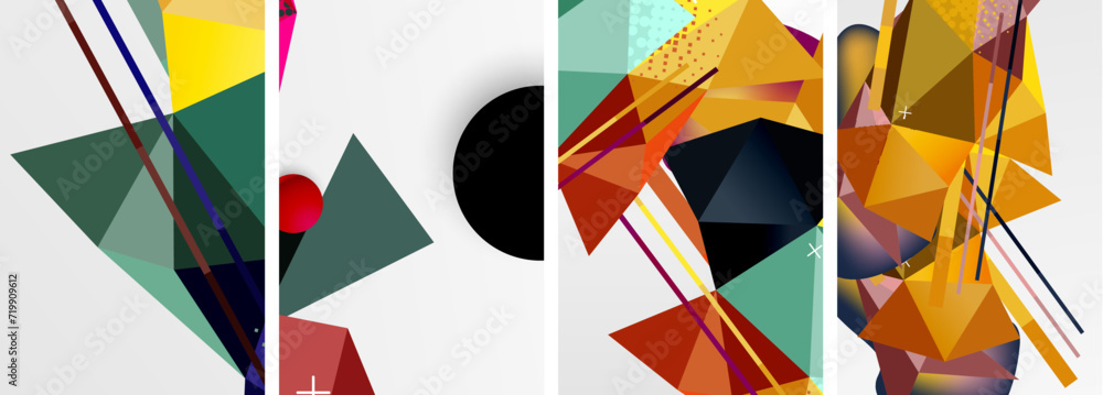 Geometric elements in abstract poster composition set. Vector illustration For Wallpaper, Banner, Background, Card, Book Illustration, landing page