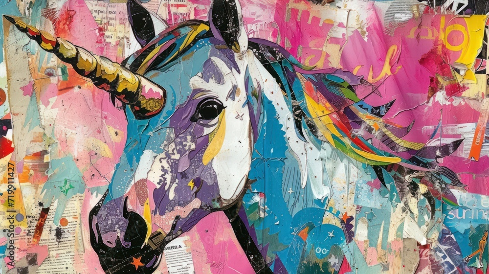 2 pop art unicorn junk journal note pages clipart , collage --ar 16:9 --v 6 Job ID: a4c0320b-97ad-44bd-81c8-86fb3107eefd