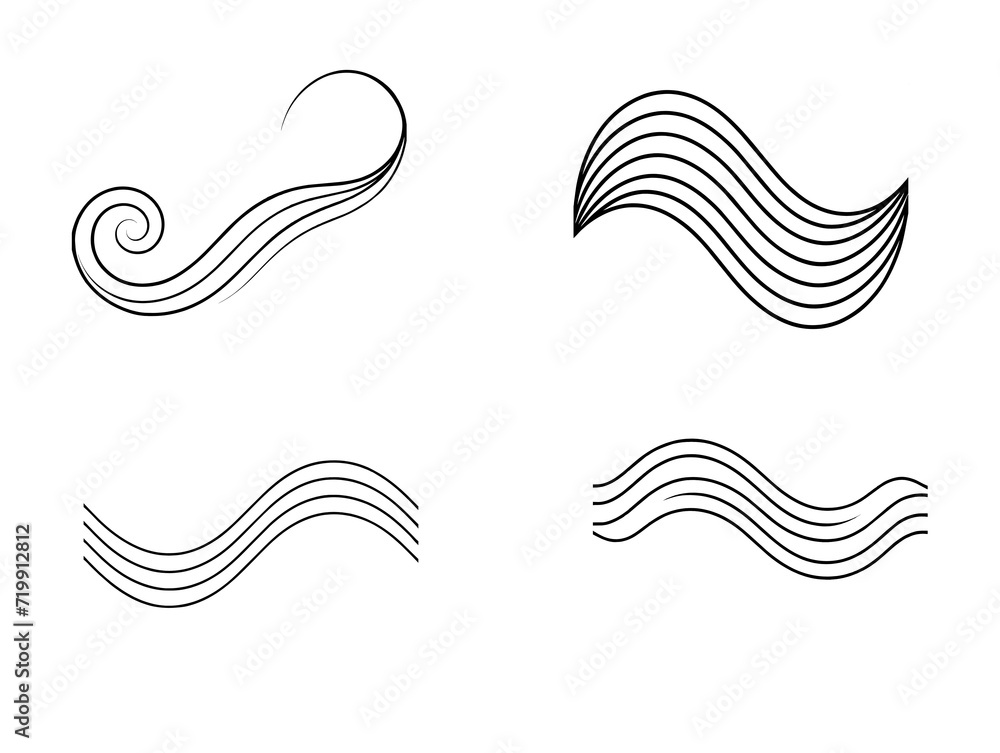 abstract wave lines set with transparence background