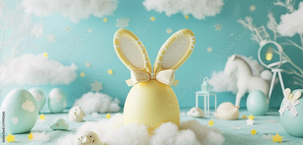 Fototapeta premium easter bunny and easter eggs