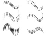abstract wave lines set with transparence background