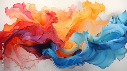 A captivating abstract painting with vibrant splashes of red, blue, and yellow