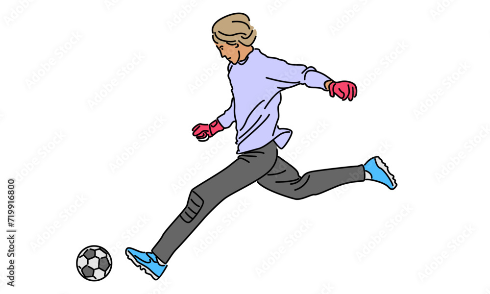 line art color of football player kicks the ball vector illustration line art color of football player kicks the ball vector illustration