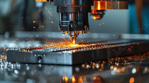 CNC cutting-edge, high-tech machining idea for current mills, space, Generative AI.