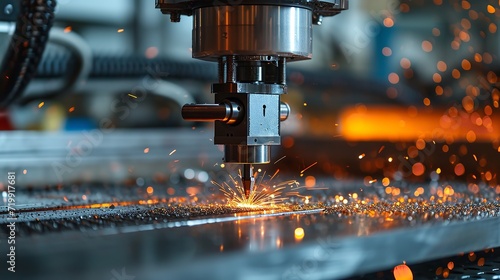 CNC cutting-edge, high-tech machining idea for current mills, space, Generative AI.