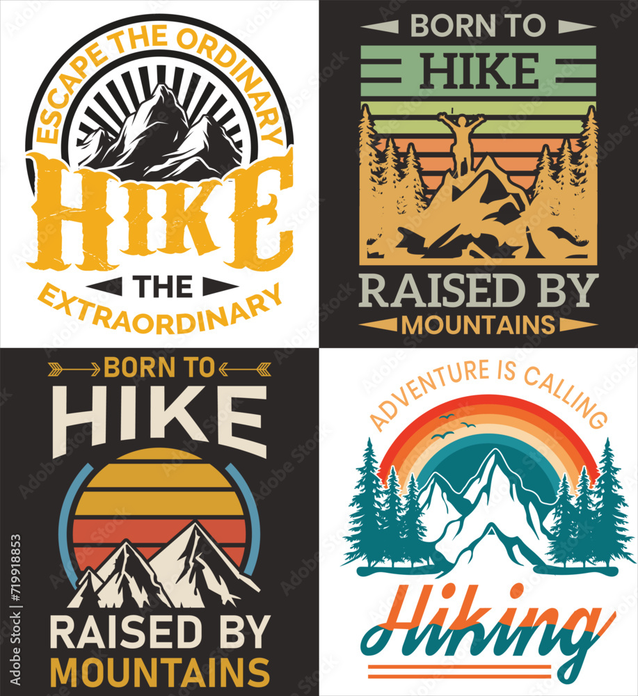 Fototapeta premium Hiking Outdoor T-Shirt Design, Hiking tee