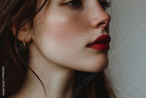 Closeup shot of a Beautiful woman, Aesthetic photography in minimalistic style