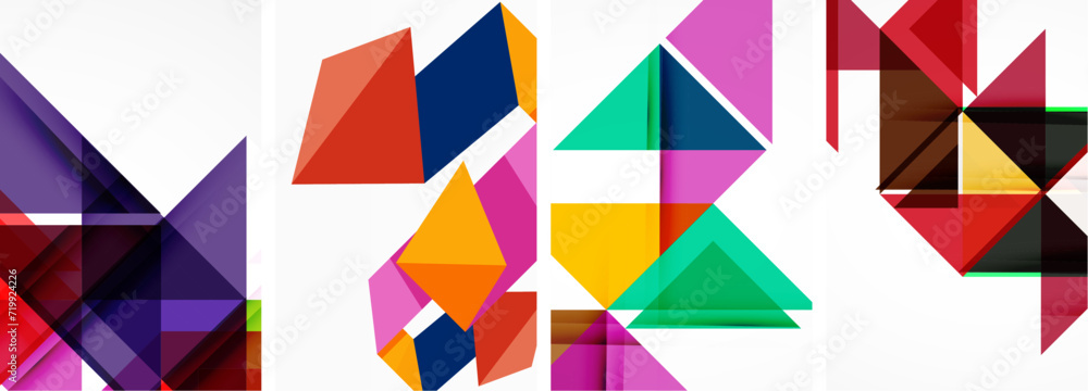 Triangle poster geometric background set Triangle poster geometric background set
