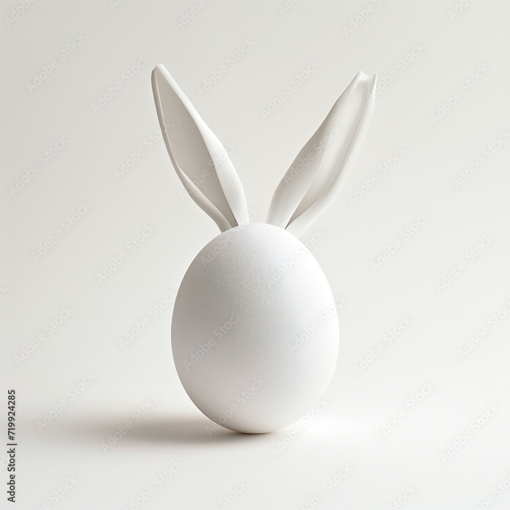 Fototapeta premium white easter egg with bunny ears on white background