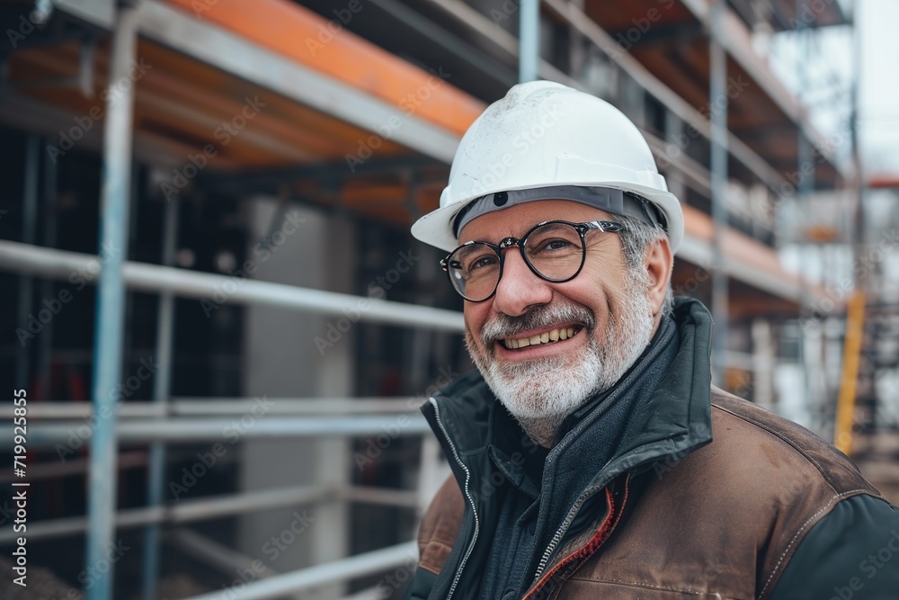 Builder with hard hat smiling. Builder with hard hat smiling.