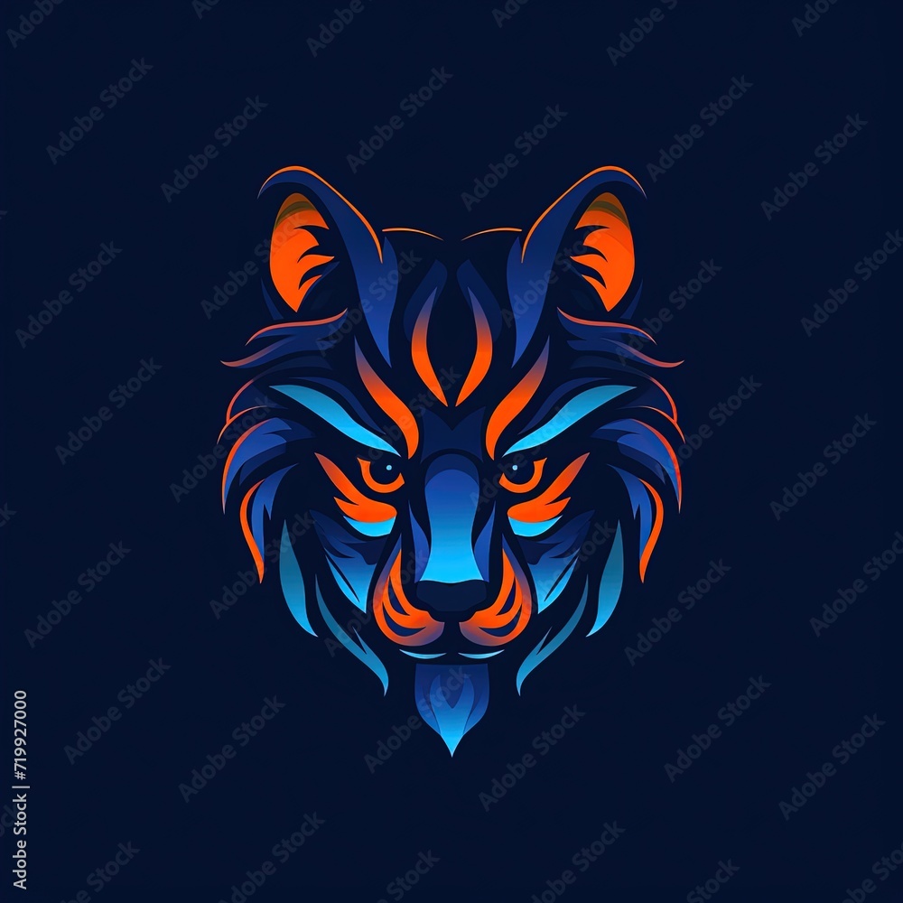 Flat vector logo of lion.