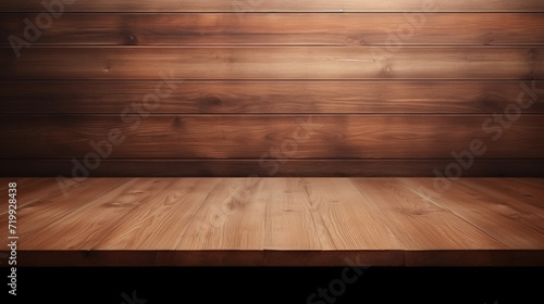 Wood table background texture. Empty space for display product. Parquet floor with Generative Ai.
