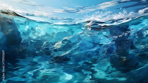 A close-up of the cobalt blue ocean, capturing the sparkling sunlight dancing on the water's surface © Adobe