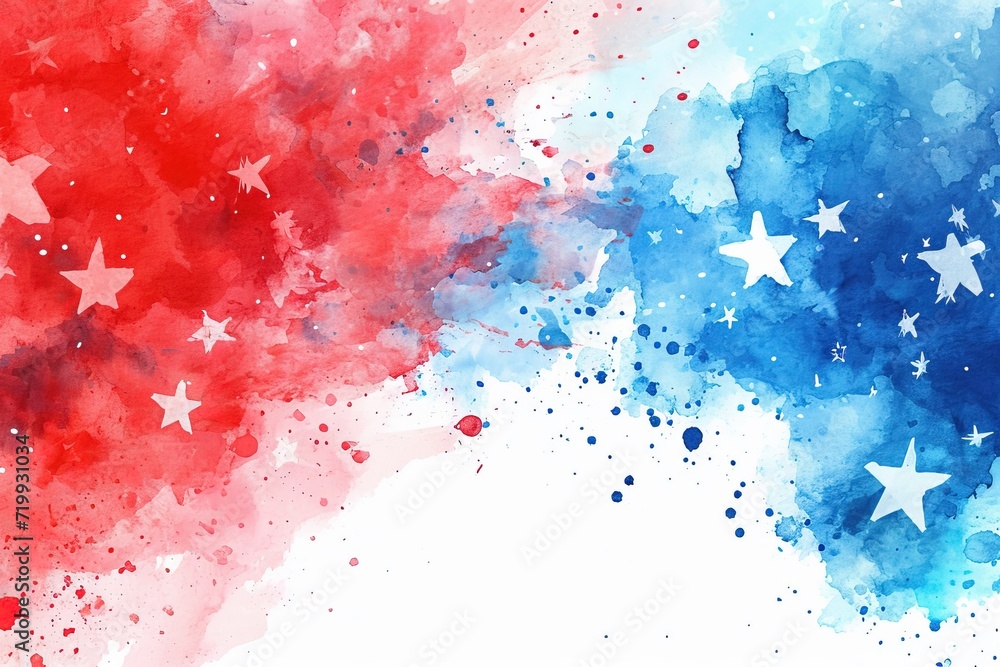 USA national flag, watercolor art.
