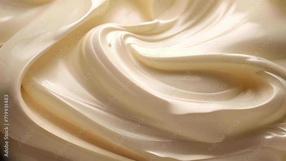Deliciously smooth and luxurious cream slowly tumbling in a mesmerizing display of glistening movement.