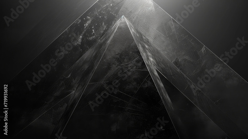 Sharp-edged black pyramid on a dark background. photo
