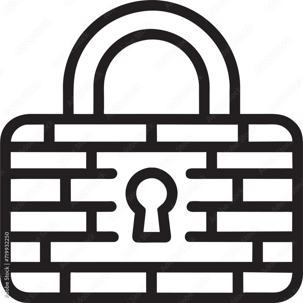 design a padlock with a firewall icon, signifying protection against cyber threats, icon design a padlock with a firewall icon, signifying protection against cyber threats, icon