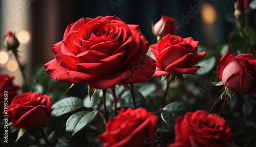 red roses in the garden Valentine s Day Rose Background 