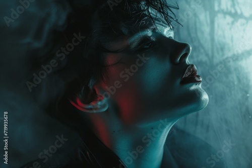 A gothic art piece portraying an LGBT  individual in a reflective and introspective mood  set in a moody atmosphere