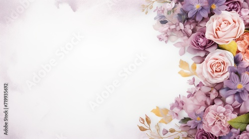 Depiction featuring flowers arranged in a frame on a paper background, showcasing a harmonious composition of natural beauty and artistic elegance.