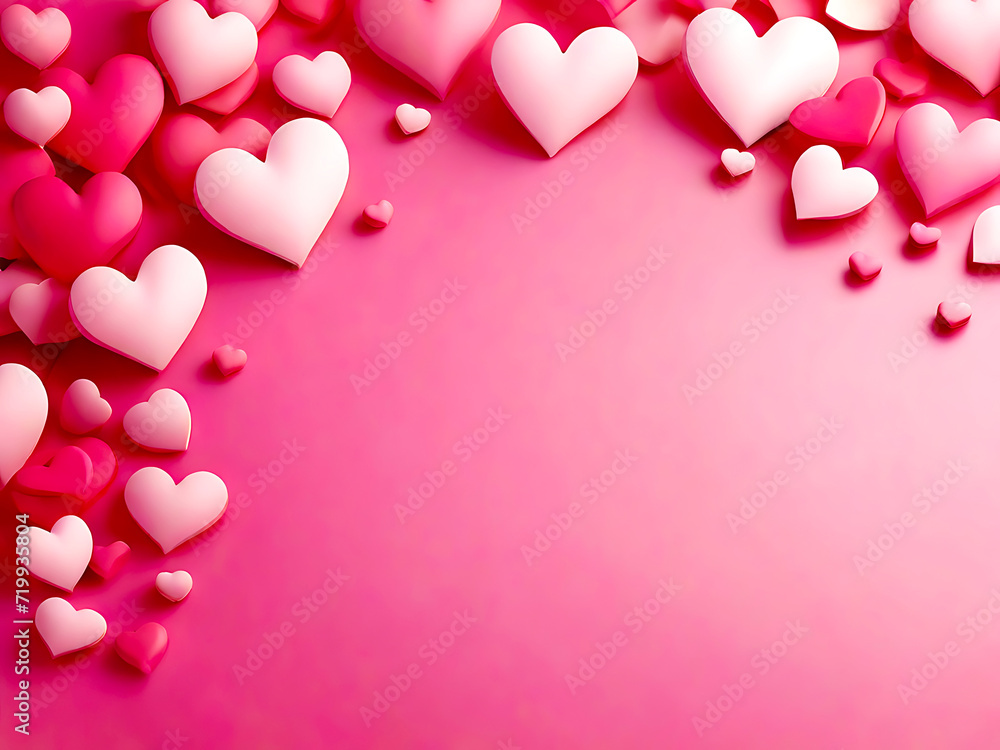 hearts on a pink background. generative AI