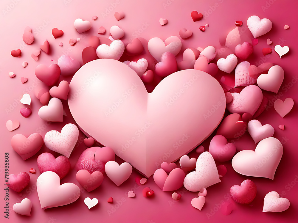 pink background with hearts. generative AI